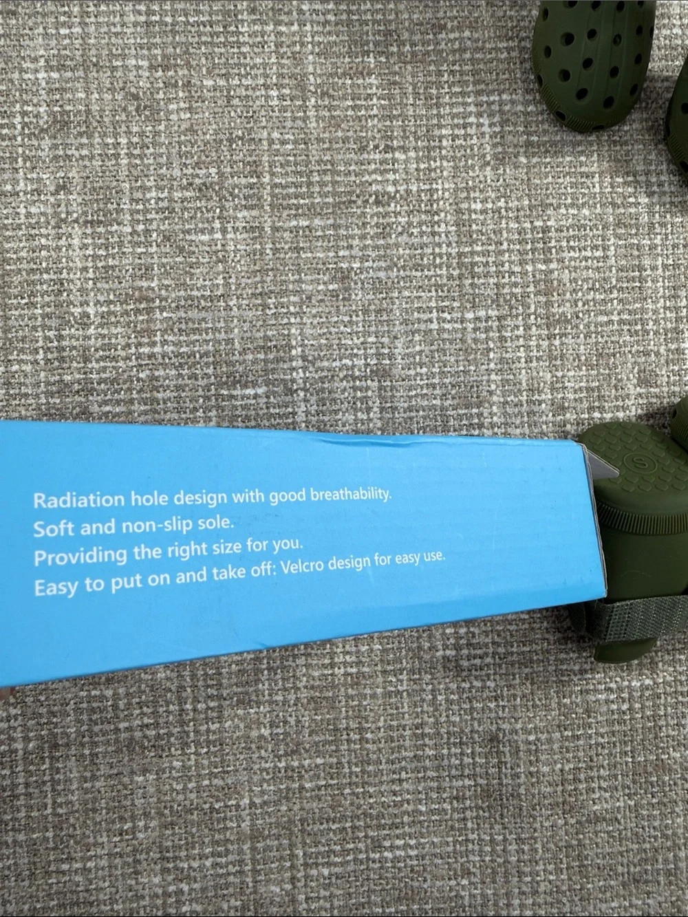 Olive green Phymorse Dog Shoes for Hot Pavement - Blue Box
